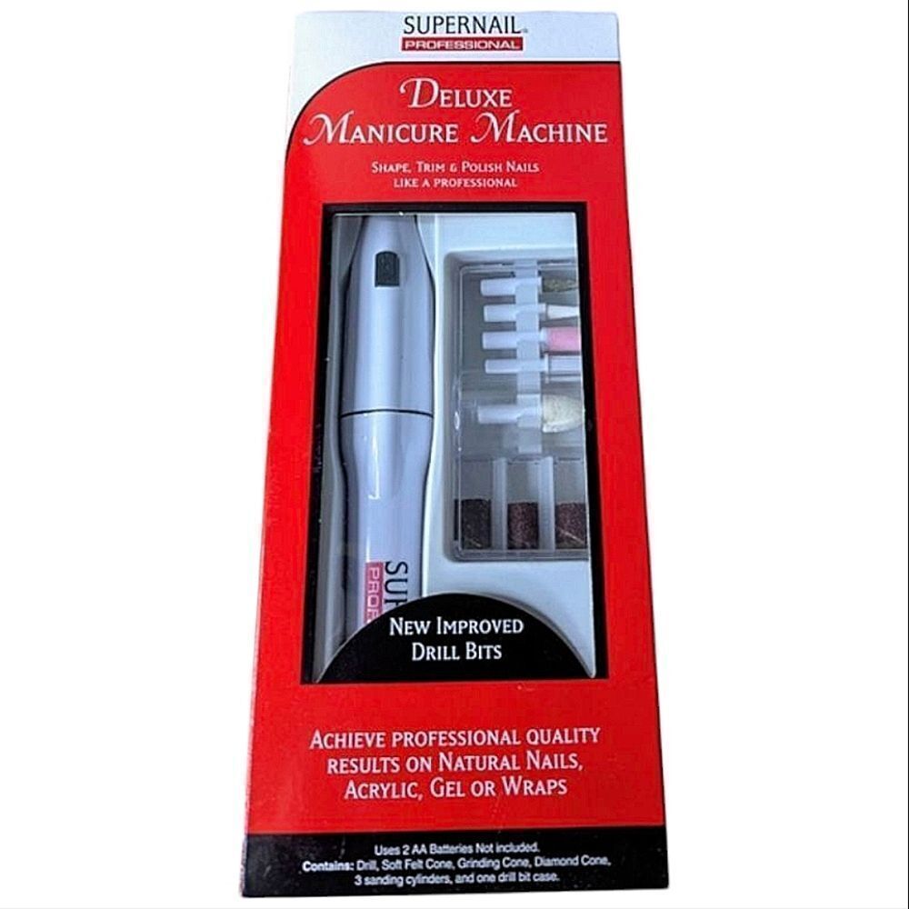 New Deluxe Manicure Machine Battery Operated With Bits & Cones In Case